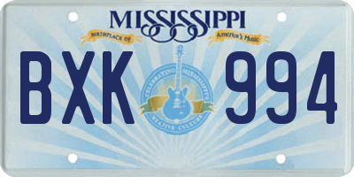 MS license plate BXK994