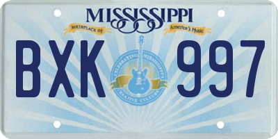 MS license plate BXK997