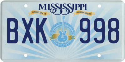 MS license plate BXK998