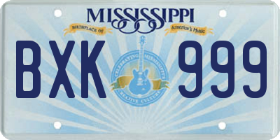 MS license plate BXK999