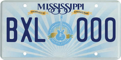 MS license plate BXL000
