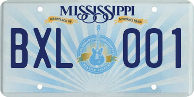 MS license plate BXL001