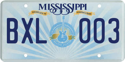 MS license plate BXL003