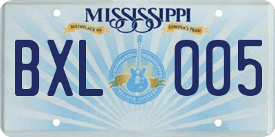 MS license plate BXL005