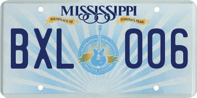 MS license plate BXL006