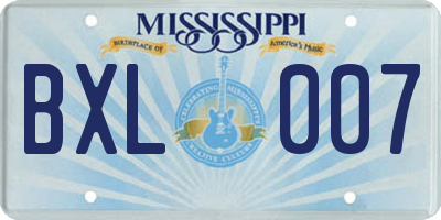 MS license plate BXL007