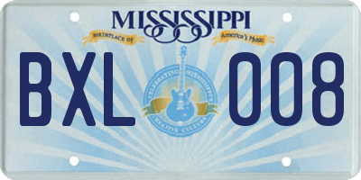 MS license plate BXL008