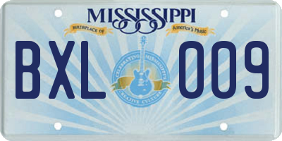 MS license plate BXL009