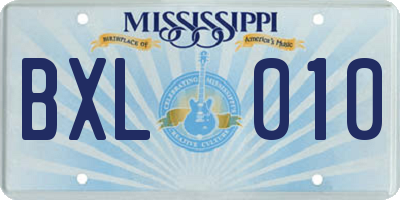 MS license plate BXL010