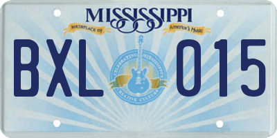MS license plate BXL015
