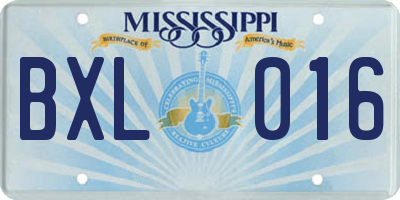 MS license plate BXL016