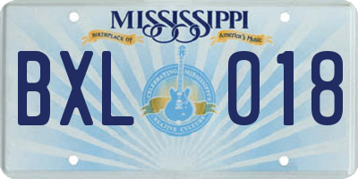 MS license plate BXL018