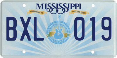 MS license plate BXL019