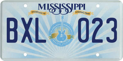 MS license plate BXL023