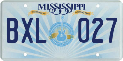 MS license plate BXL027