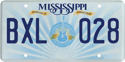 MS license plate BXL028