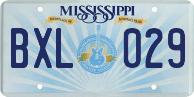 MS license plate BXL029