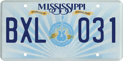 MS license plate BXL031