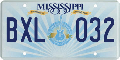MS license plate BXL032