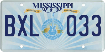 MS license plate BXL033