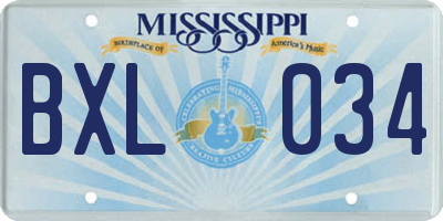 MS license plate BXL034
