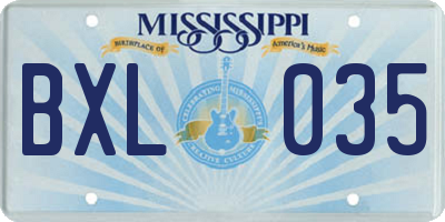 MS license plate BXL035