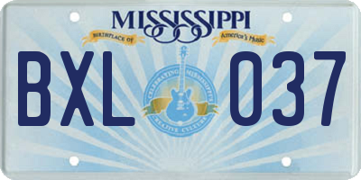 MS license plate BXL037