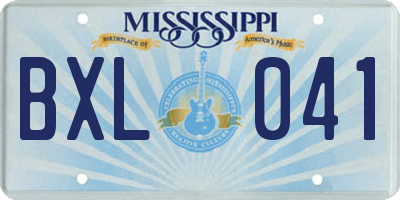MS license plate BXL041