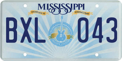 MS license plate BXL043