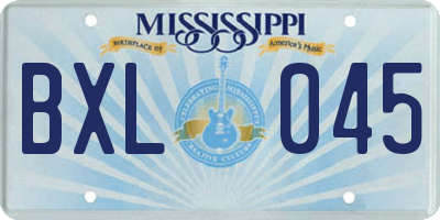 MS license plate BXL045