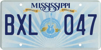 MS license plate BXL047