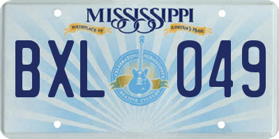 MS license plate BXL049