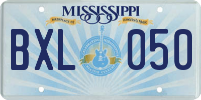 MS license plate BXL050