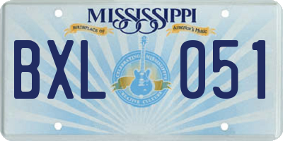 MS license plate BXL051