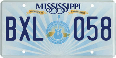 MS license plate BXL058