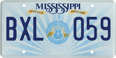 MS license plate BXL059