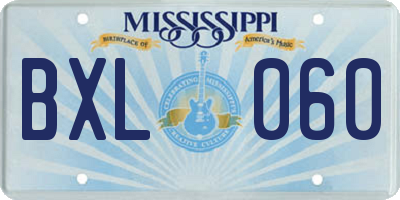 MS license plate BXL060