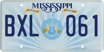 MS license plate BXL061