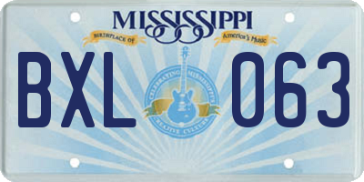 MS license plate BXL063
