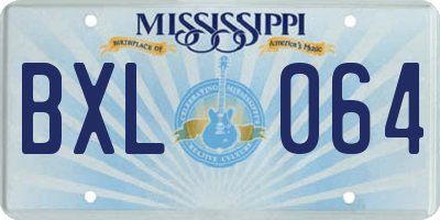 MS license plate BXL064