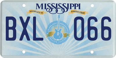 MS license plate BXL066