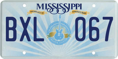 MS license plate BXL067