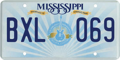 MS license plate BXL069
