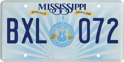 MS license plate BXL072