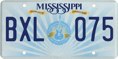 MS license plate BXL075