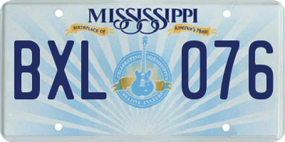 MS license plate BXL076