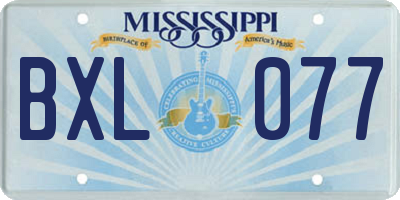 MS license plate BXL077