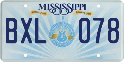 MS license plate BXL078