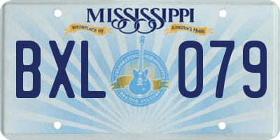 MS license plate BXL079