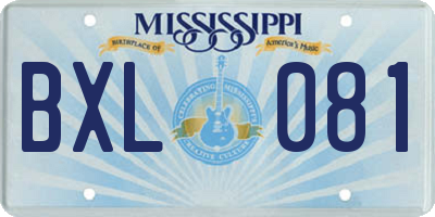 MS license plate BXL081